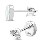 6pairs, Mother of Pearl Oval Silver Stud Earrings, e345