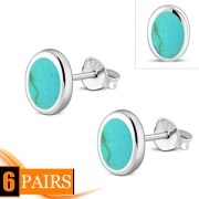 Turquoise Oval Silver Stud Earrings, e346
