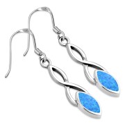 Synthetic Opal Celtic Knot Silver Earrings - e385