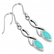 Turquoise Celtic Knot Sterling Silver Earrings - e385