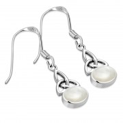 Mother of Pearl Celtic Trinity Knot Silver Earrings - e391h