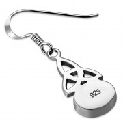 Black Onyx Celtic Trinity Knot Silver Earrings - e391h