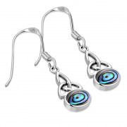 Abalone Shell Celtic Trinity Knot Silver Earrings - e391h