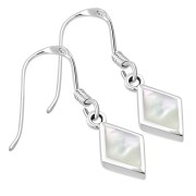 Mother of Pearl Rhombus Shape Silver Earrings, e403h