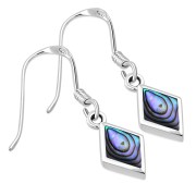Abalone Rhombus Shape Silver Earrings, e403h