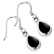 Black Onyx Drop Silver Earrings, e404