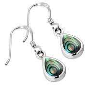 Abalone Drop Silver Earrings, e404