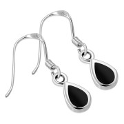 Black Onyx Drop Sterling Silver Earrings, e405