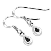Black Onyx Drop Sterling Silver Earrings, e405