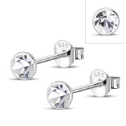 Clear Cubic Zirconia Silver Stud Earrings, e418st