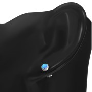 Synthetic Opal Round Sterling Silver Stud Earrings