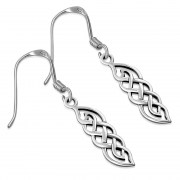  Small Long Silver Celtic Knot Earrings, ep120