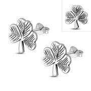 Shamrock Stud Silver Earrings, ep128st