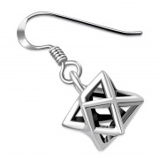 3D Star David Merkaba Silver Earrings, ep135