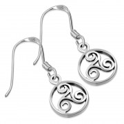 Round Celtic Triskele Triple Spiral Silver Earrings, ep148