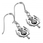 Thistle Flower Plain Silver Earrings, ep160