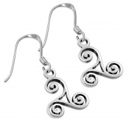  Silver Small Celtic Triskele Triple Spiral Earrings, ep164