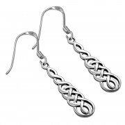 Long Celtic Knot Plain Silver Earrings, ep185