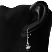 Long Celtic Knot Sterling Silver Earrings, ep193
