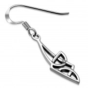 Long Celtic Knot Plain Silver Earrings, ep201