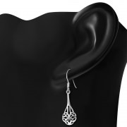 Long Celtic Trinity Silver Drop Earrings, ep226