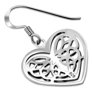 Celtic Heart Solid Sterling Silver Earrings, ep229