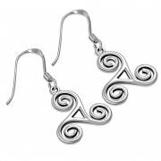 Celtic Triskele Triple Spiral Plain Silver Earrings, ep237
