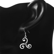 Silver Celtic Triskele Triple Spiral Earrings, ep238