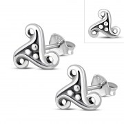 Designed Celtic Trinity Knot Stud Silver Earrings, ep257
