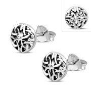 Plain Silver Trinity knot Stud Earrings, ep270