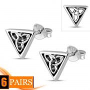 Tiny Solid Silver Trinity Stud Earrings, ep281
