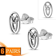 Oval Large Trinity Stud Silver Earrings, ep282