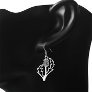 Large Plain Sterling Silver Thistle Earrings, ep292