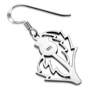 Large Plain Sterling Silver Thistle Earrings, ep292