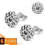 6pairs, Round Celtic Knot Silver Stud Earrings, ep258