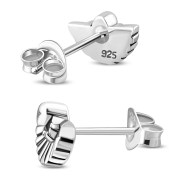 Fan Shaped Dainty Sterling Silver Stud Earrings, ep355st
