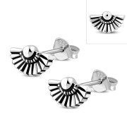Fan Shaped Dainty Sterling Silver Stud Earrings, ep355st