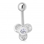Clear CZ Clover Belly Button Navel Ring, f248