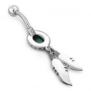 Native American Turquoise Belly Button Ring 316L and Silver, f301