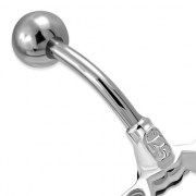 Star of David Belly Navel Ring w Amethyst CZ 316L & Silver, f337