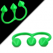 Fashion Green Cone Spike Two Finger Stretchable Double Knuckle Ring - FRA176