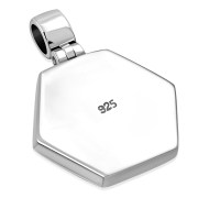 Black Onyx Hexagon Silver Pendant, p059
