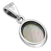 Mother Of Pearl Shell Oval Silver Pendant, p066