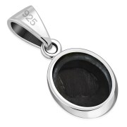 Black Onyx Oval Silver Pendant, p066