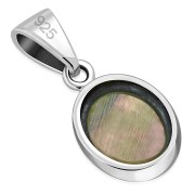 Abalone Shell Oval Silver Pendant, p066