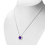 Amethyst Round Silver Pendant, p100