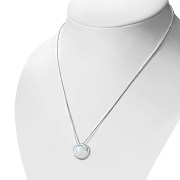 Rainbow Moonstone Round Silver Pendant, p100