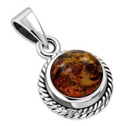 Baltic Amber Round Silver Pendant, p115