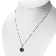 Baltic Amber Round Silver Pendant, p115