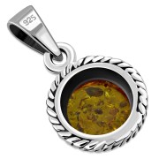 Baltic Amber Round Silver Pendant, p115